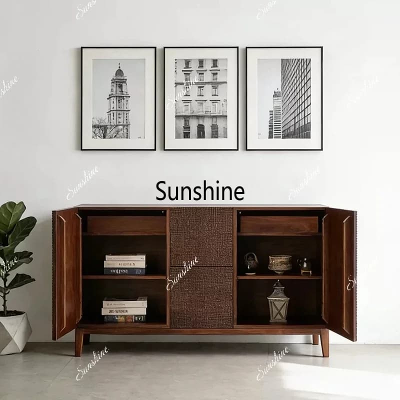 Living room against the wall, high-end dining side cabinet, light luxury solid wood high-end storage cabinetTJ