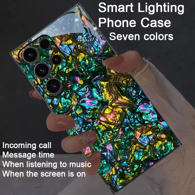 Summer Ink-Splash Marble Texture Luminous Shell For Samsung S25 S24 Ultra S23 S22 Ultra S21 Plus Glass Bumper Cover Glow