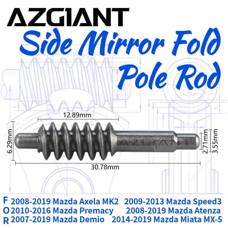 For Mazda Axela Speed3 Premacy Atenza Demio Miata MX-5 Car Side View Rearview Mirror Fold Motor Actuator Metal Pole Rod Repair