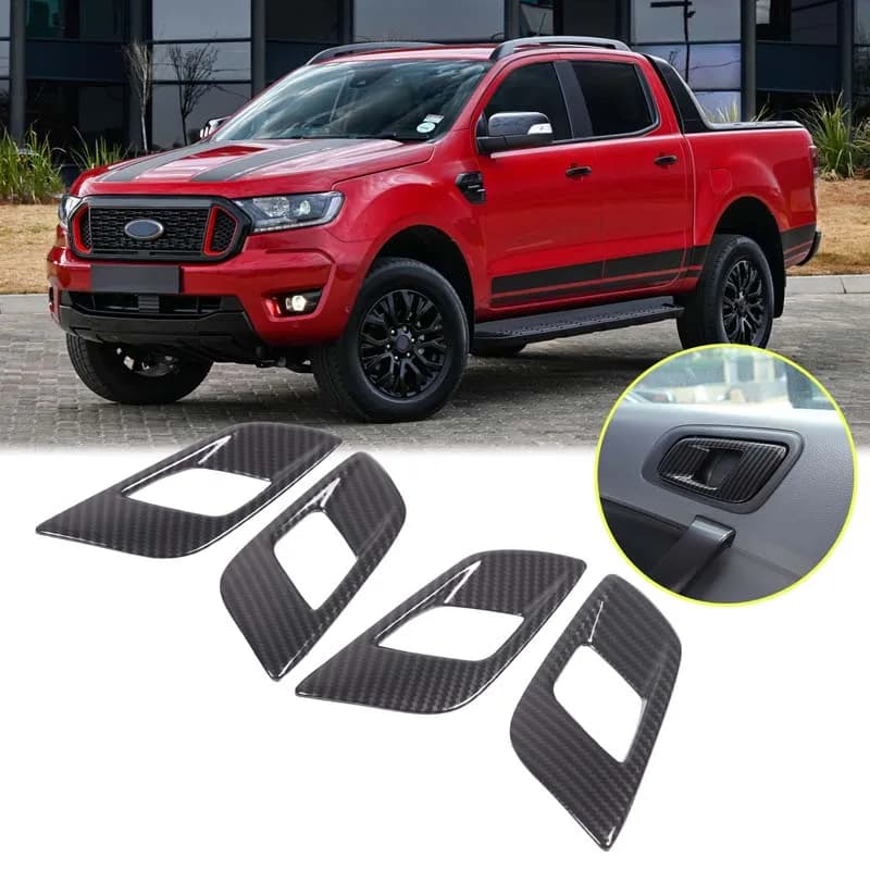Car Inner Door Handles Bowl Cover For Ford Ranger Wildtrak 2015-2021 Interior Handle Decorative Frame Sticker Car Accessories