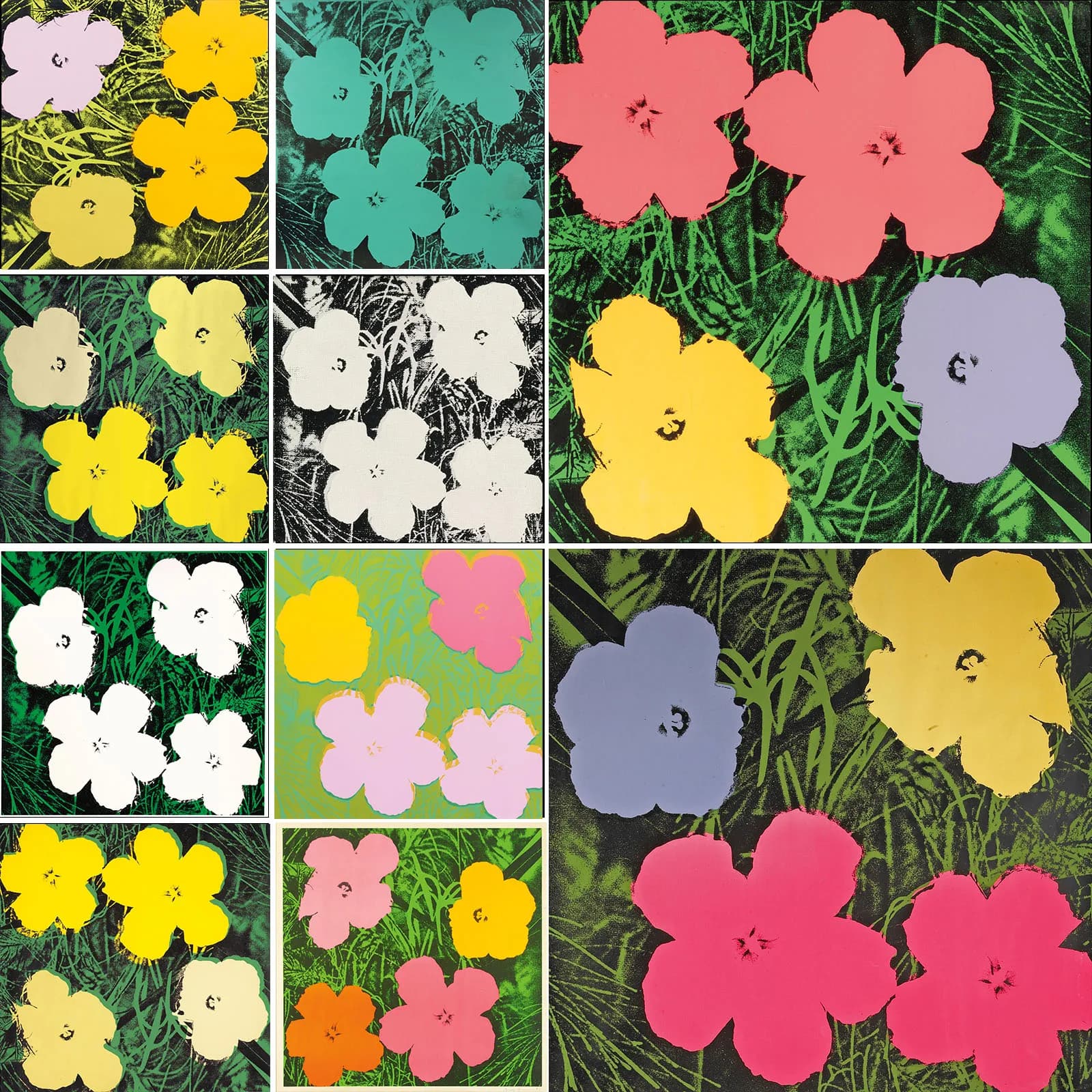 Andy Warhol Flowers Pop Art Print Poster Vibrant Floral Canvas Wall Art, Modern Home Decor for Living Room, Bedroom, Office