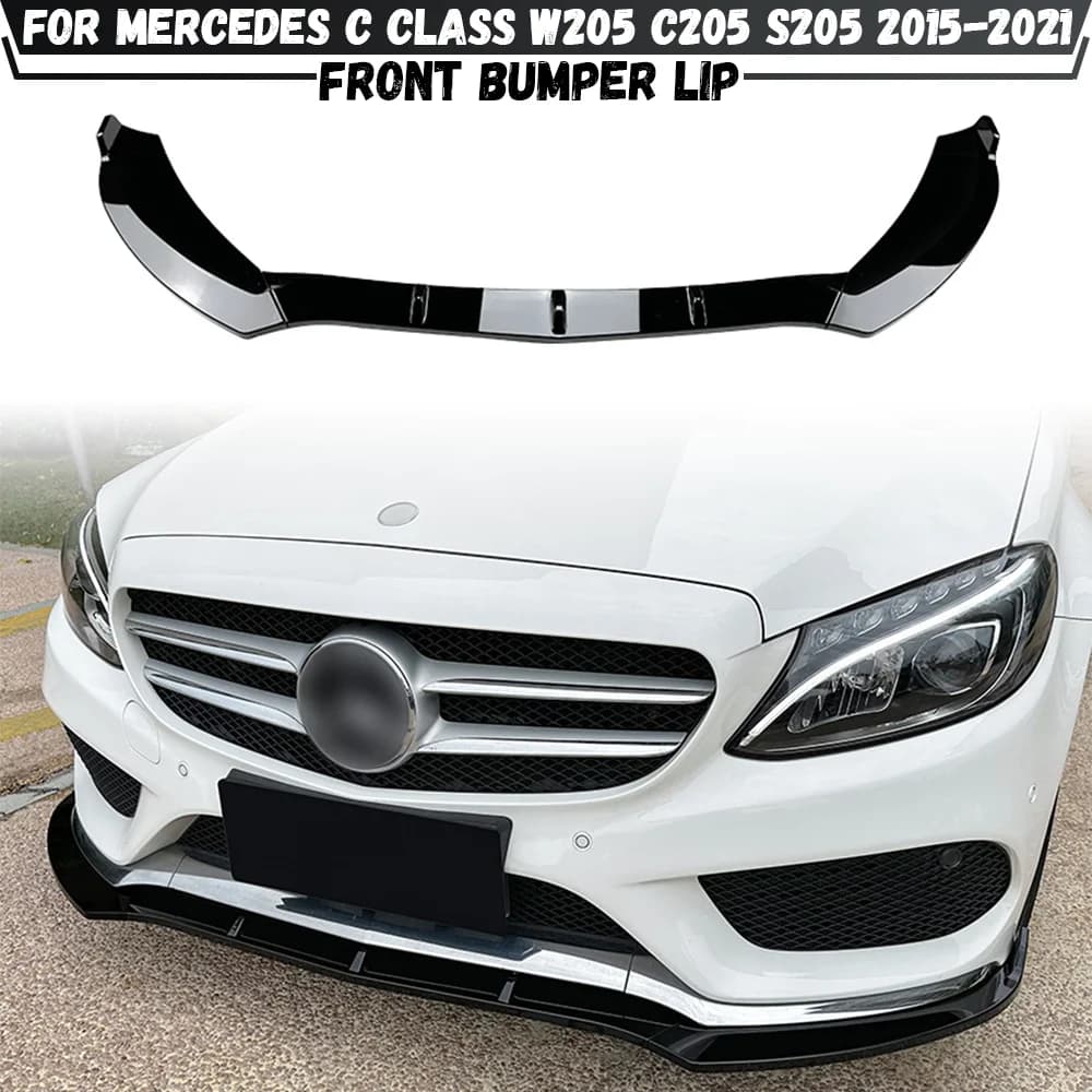 Front Bumper Lip Diffuser Spoiler For Mercedes Benz C Class W205 C205 S205 C160 C200 C180 C300 C400 C450 2015-2021 Body Kit