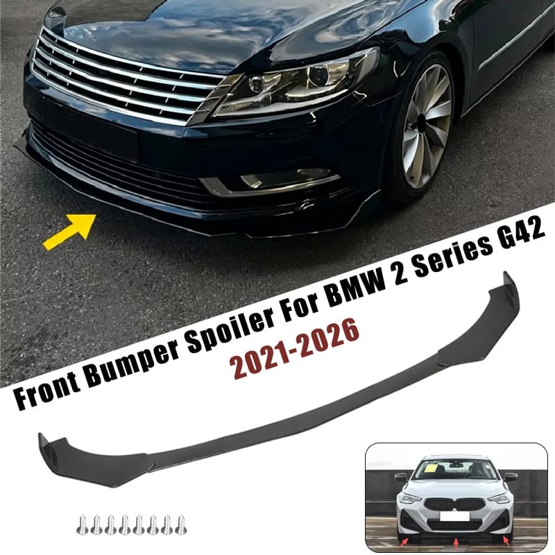 Sport Front Bumper Splitter Spoiler Lip For BMW 2 Series G42 2021-2026 5Pcs Adjustable Sectional Car Exterior Tuning Body Kit