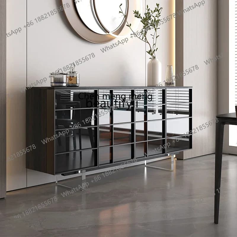 D178 y Stone Plate Sideboard Cabinet Light Luxury and Simplicity Modern Integrated Wall Locker Display Cabinet Wine Cabinet