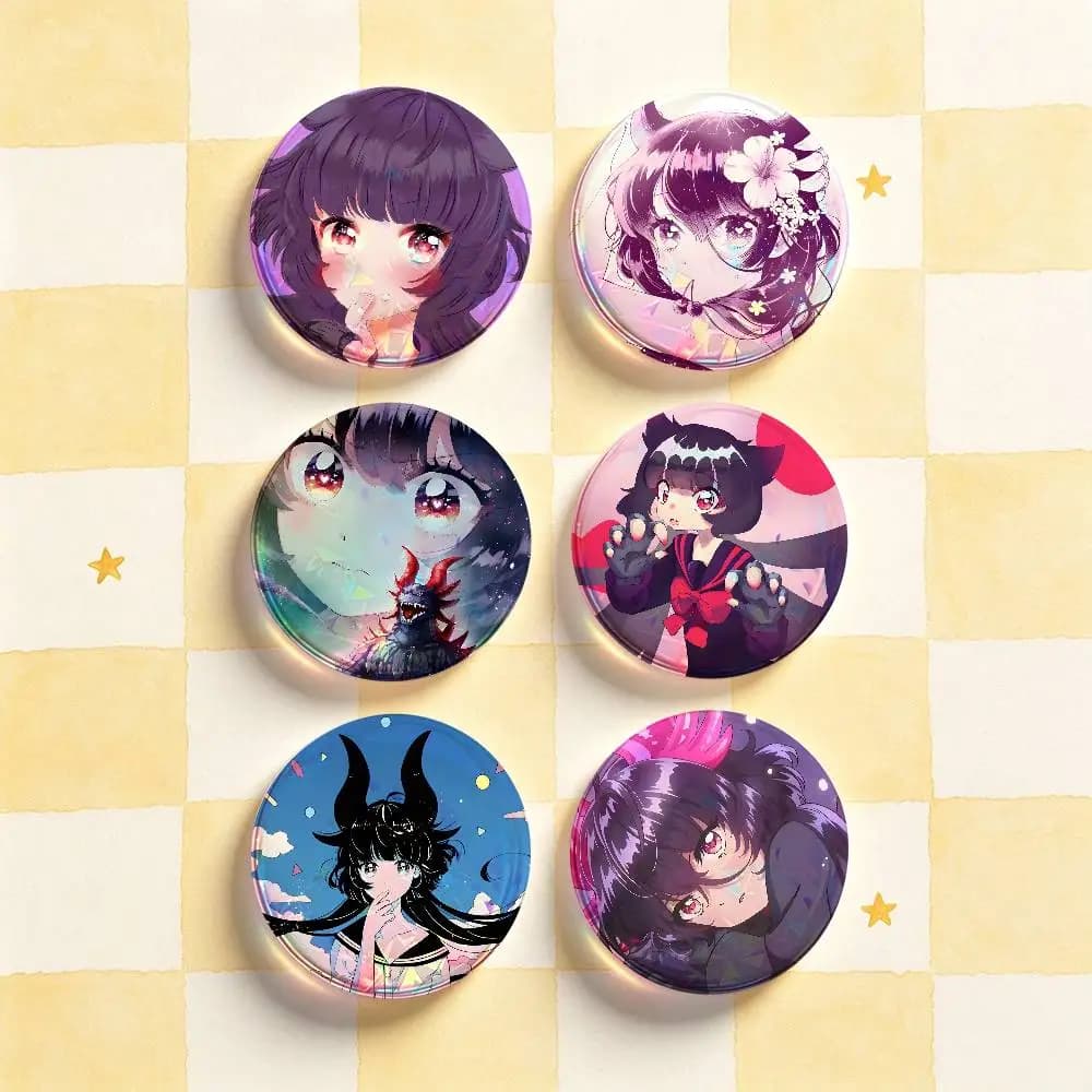 K-Kuro Akaishi Kaiju Girl Caramelise Custom Badges 75mm 44mm 25mm 32mm 58mm Hat Backpack Accessories Toys Collect Gifts Large