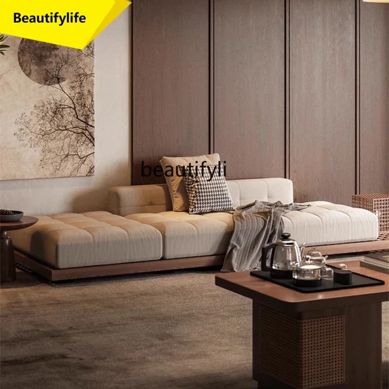Q181 New Chinese Style Song Dynasty Cotton and Linen Sofa and Coffee Table Set Modern Simple Living Room Home Office Sofa