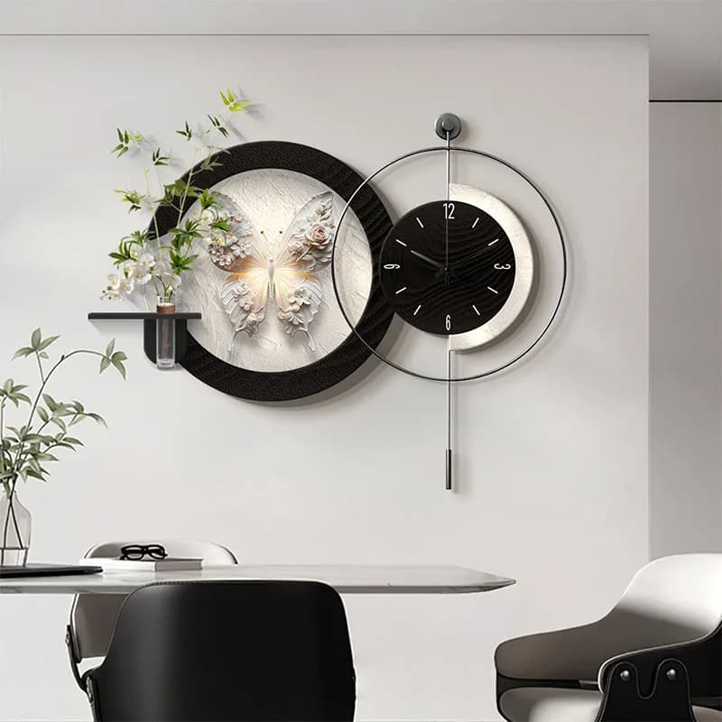 Y*-Aesthetic Digital Clock Wall Art Mural Xenomorph Round Simple Wall Watch Nordic Minimalist Orologio Da Parete Home Decoration