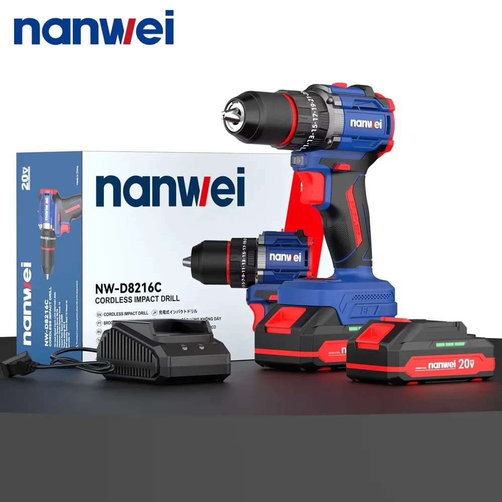 Cordless 20V Lithium Battery Impact Drill 70N.m Torque Keyless Chuck Multi-functional Power Screwdriver Machine for