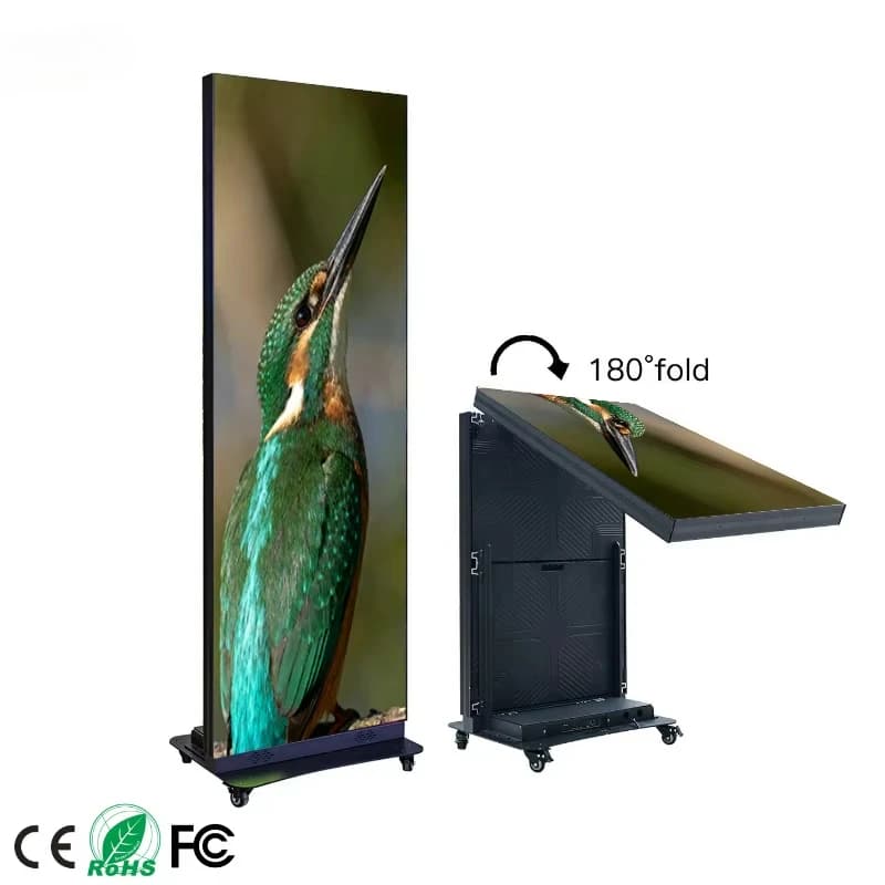 High Refresh P2.5 Indoor Ultra Slim Portable Smart WIFI App Control Digital Signage Mirror Advertising LED Poster Display
