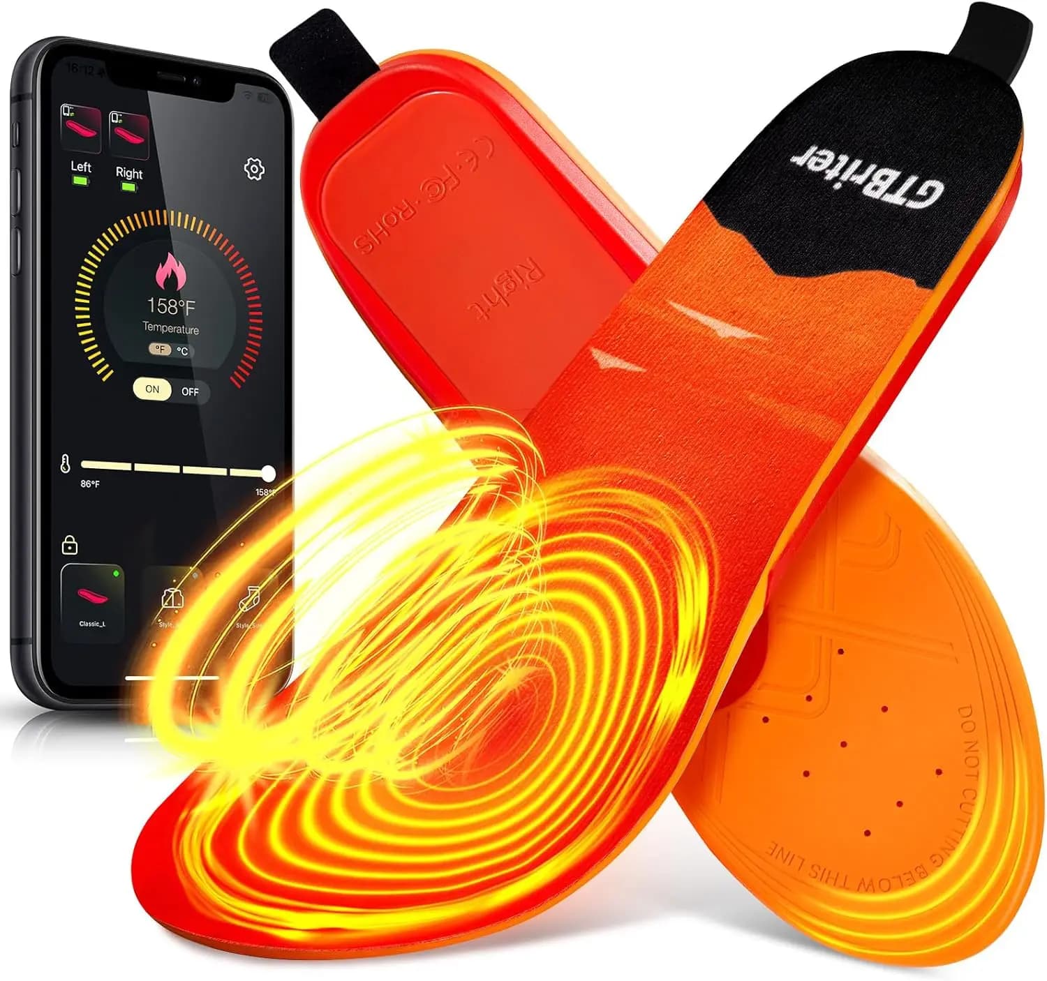 5000mAh  Rechargeable Detachable Battery Heated Insoles for Cold Winter Warm Forefoot Smart APP Control