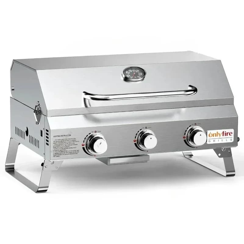 Onlyfire Tabletop Gas Grill 3 Burners, 24" Stainless Steel Portable Propane Grill with Foldable Legs Hot sales