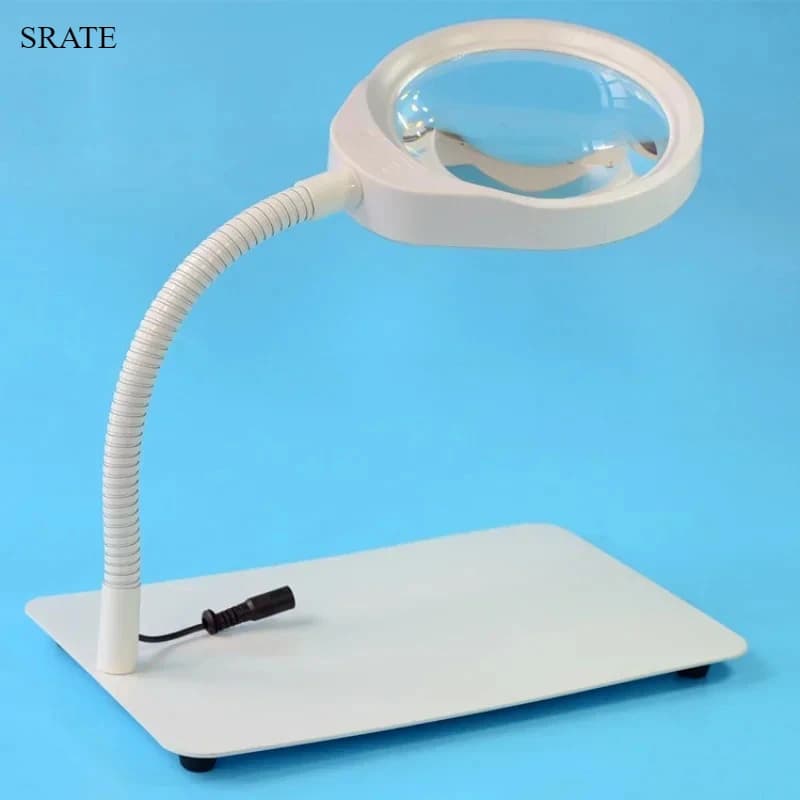 100-240V 8x Desktop Magnifying Glass with Light LED Illuminated Optical Glass Magnifier PCB Precision Parts Inspection Loupe