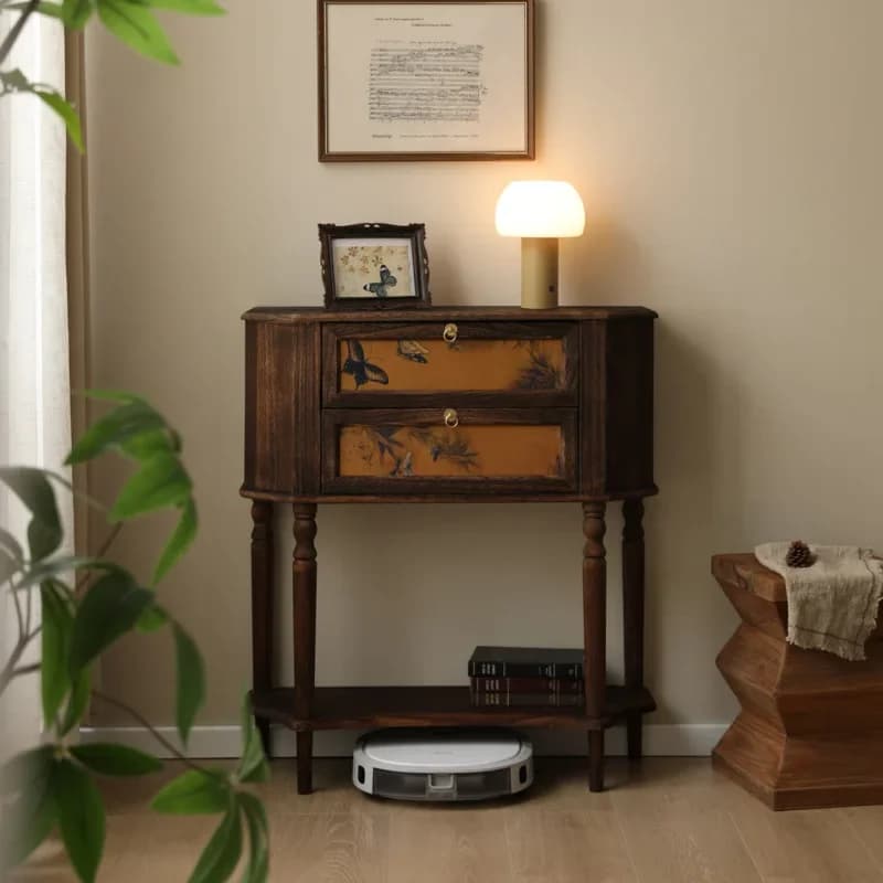 DSA retro medieval style entrance cabinet side cabinet art solid wood shelf entrance corridor table display stand