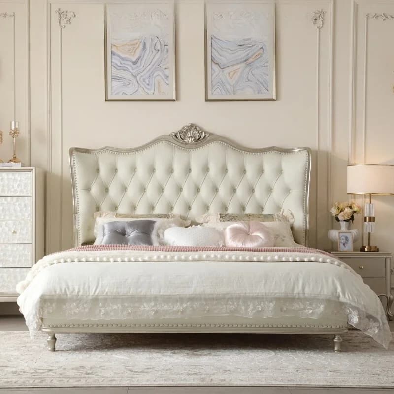 Wooden Storage Bed Design French Style Modern Wedding Bed Bedroom High-end Cama Matrimonio Multifuncional Home Furniture