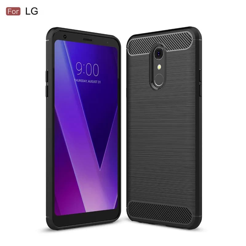 Shockproof Back Cover for LG Q7 Q7+ Anti Scratch Silicone Case for LG Q7 Alpha LGQ7 Plus Luxury Carbon Fiber Case