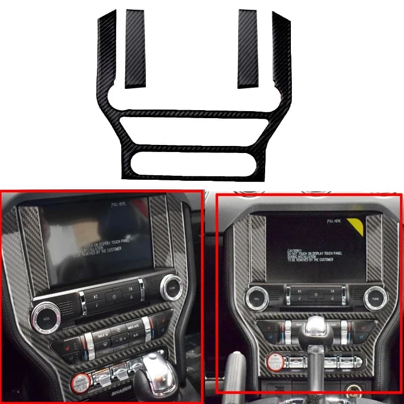 1Set Car Interior Center Console GPS Panel Cover Trim Stickers Carbon Fiber Strip Sticker for Ford Mustang 2015-2017