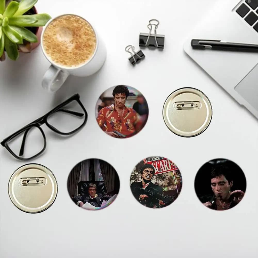 S-Scarface 1983 Film Button Pins Backpack Clothing Decor Brooch Badge Jewelry Gifts for Kids