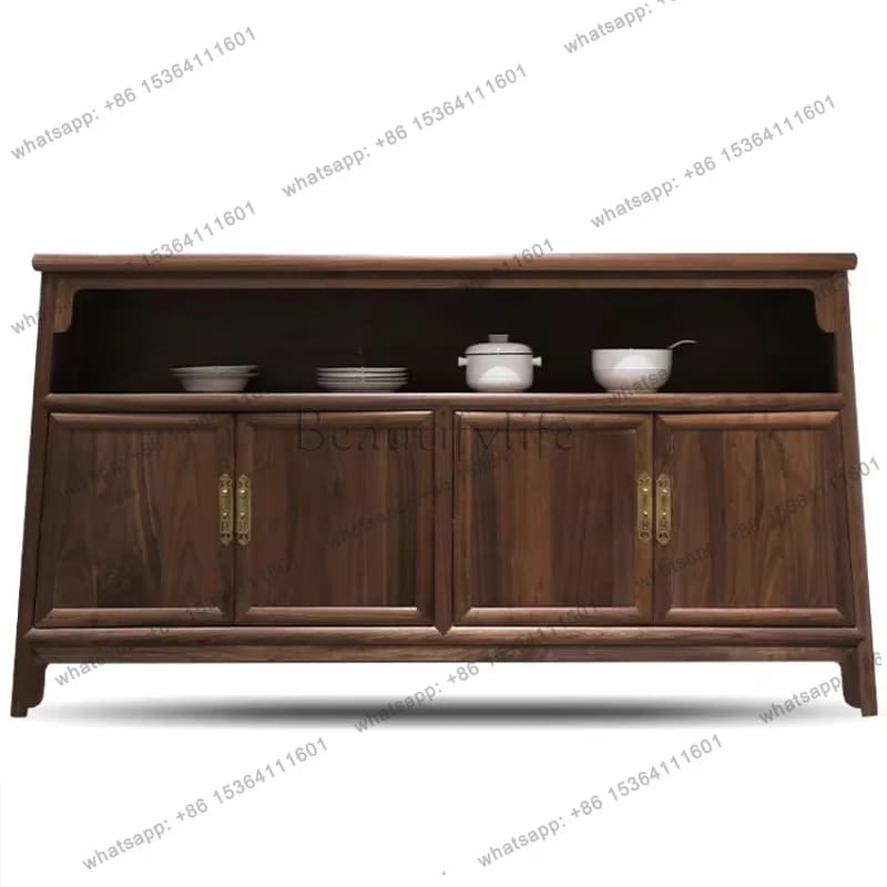 YJ New Chinese-style Solid Wood Dining Side Cabinet Simple Storage Household Multi-functional Tea Cabinet Floor Against The Wall