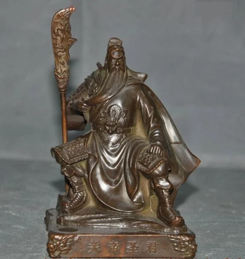 ancient China dynasty bronze Guan Gong Guan Yu Warrior God Statue Sculpture