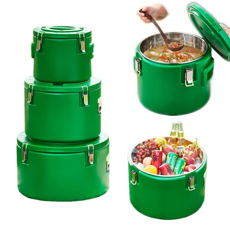 Green Stainless Steel Cold Incubator 3 Pcs Set Food Warmer Insulated Cooler