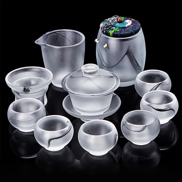 Ink and wash glazed tea set household light luxury high-end teapot teacup kung fu