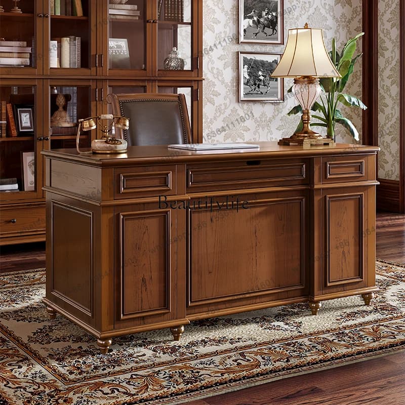 X4 American solid wood desk modern household small apartment computer desk rural
