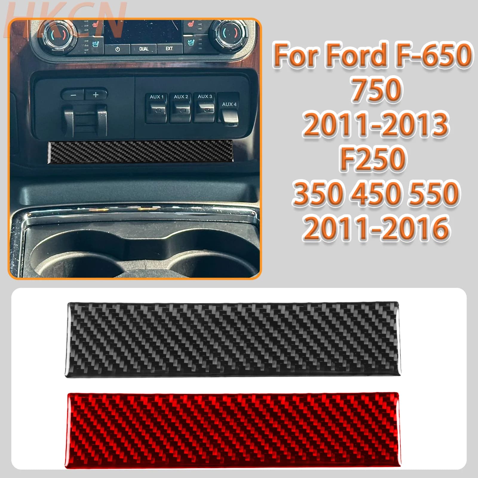 For Ford F-650 750 F250 350 450 550 Car Center Console Radio Lower Panel Decorative Carbon Fiber Interior Accessory Sticker