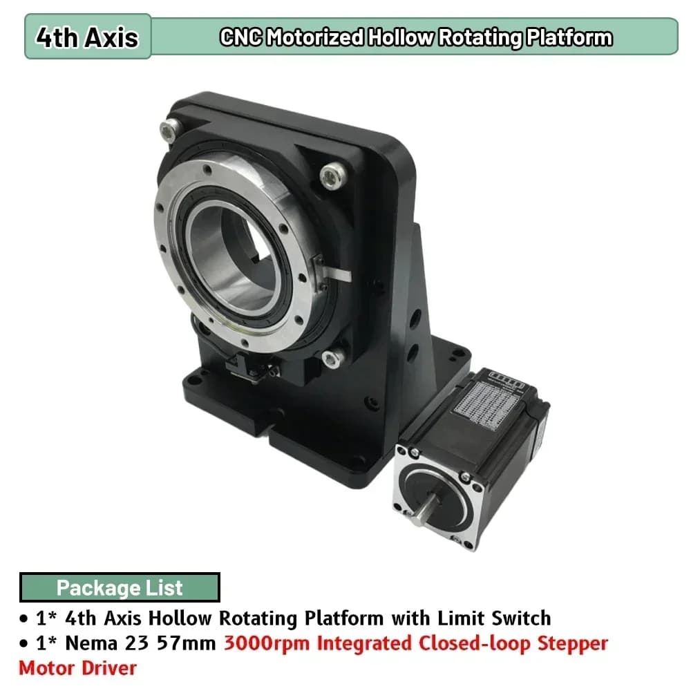 Fourth Axis 360 Degree Electric Rotary Table Servo Stepper Precision Angular Displacement Θ Axis R Axis Motorized Turntable