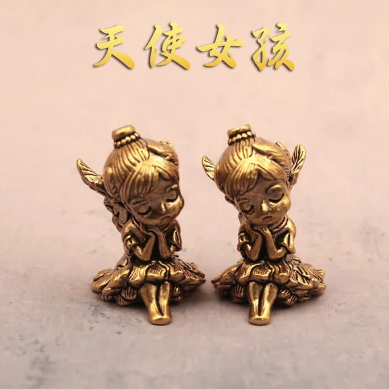 New Cast Angel Girl Brass Ornament Personalized Desktop Tea Pet Small Copper Craft