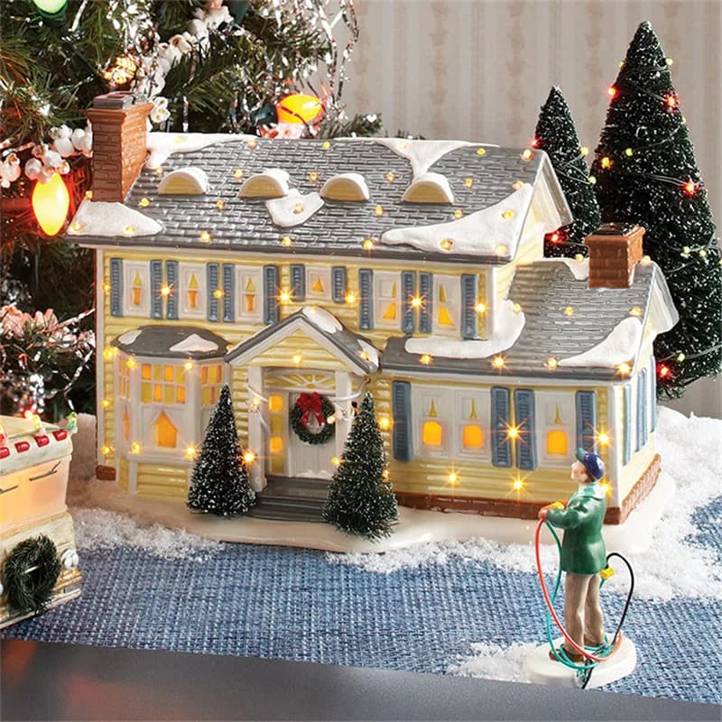 New Year's Christmas Ornaments Gift Old Man's Car House Resin Christmas Statue Griswold Villa Home Doll Garden Decorations
