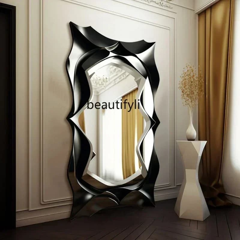 54European-style special-shaped full-body mirror living room sofa background decoration high-end corridor art wall-mounted mirro