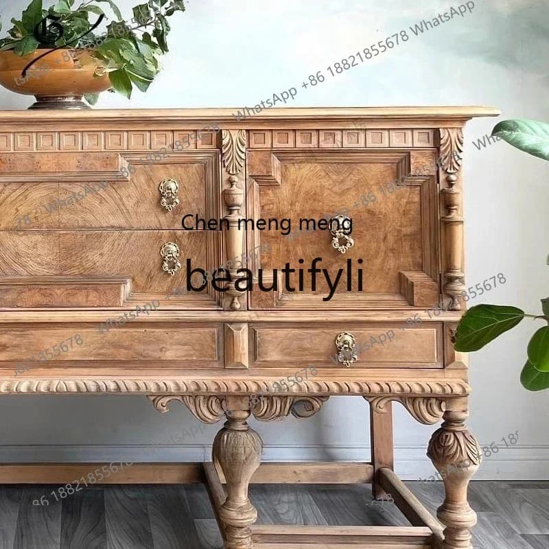 2003Retro solid wood carving flower locker/old porch cabinet/large capacity storage cabinet/