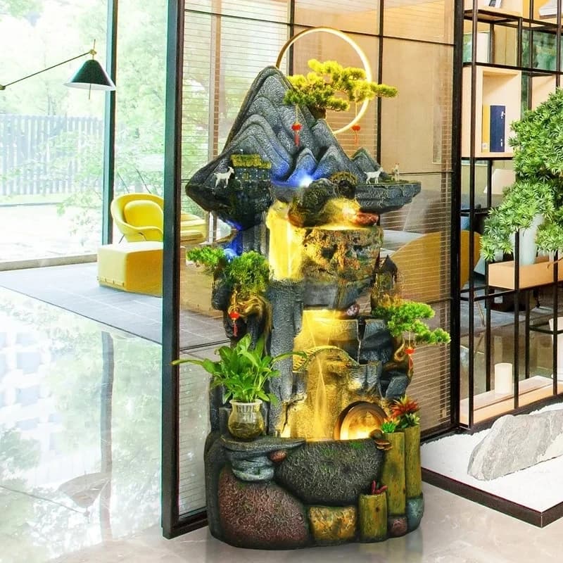 Alpine Fountain Living Room Balcony Waterscape Decoration Feng Shui Wheel Lucky Ornament Fish Pond fairy garden miniatures