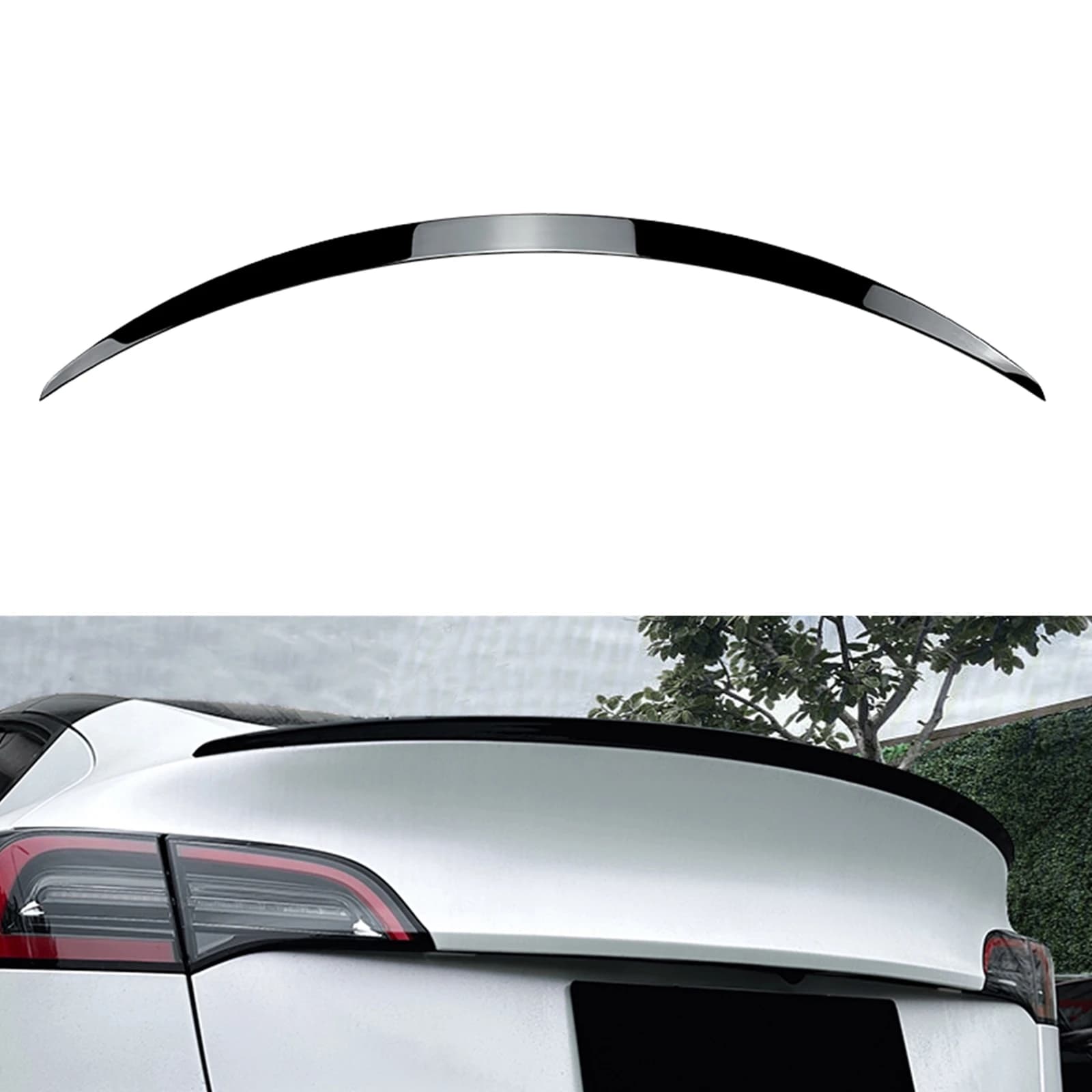 Rear Trunk Lid Spoiler Wing For Tesla Model Y 2019-2024 P Style Tail Splitter Lip Gloss Black/Carbon Fiber Look