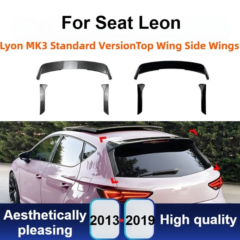 For Seat Leon MK3 Standard 2013-2019 Rear Roof Spoiler Tail Wing Side Fins Trim Body Kit Exterior Tuning Modification Accessory