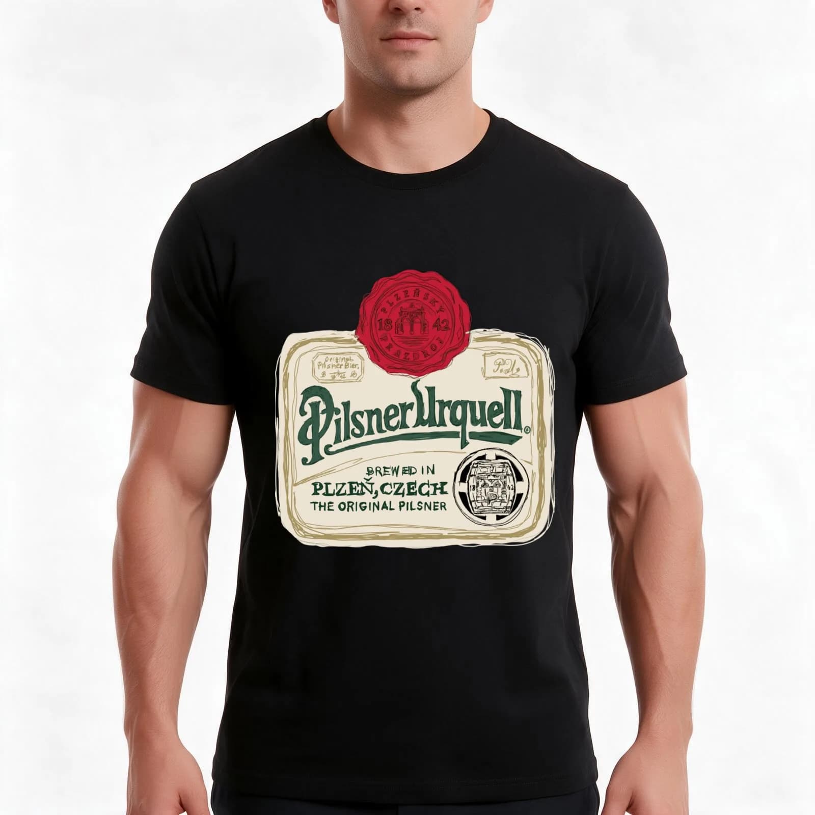 Pilsner Urquell POP Classic . T-Shirt, Summer Casual Cotton Tee, Oversized Streetwear Tops, Vintage Graphic Print, 100% Cotton