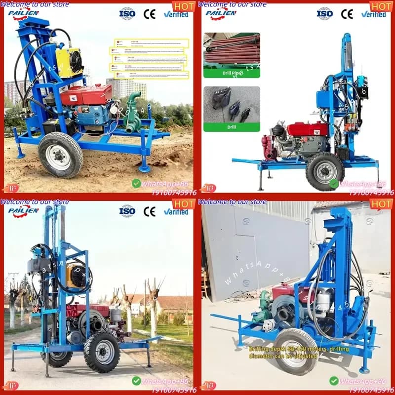 2026Hot Cheap Portable 100m Depth Small Water Bore Well Drilling Machine Prices Hydraulic Water Well Drill Rig