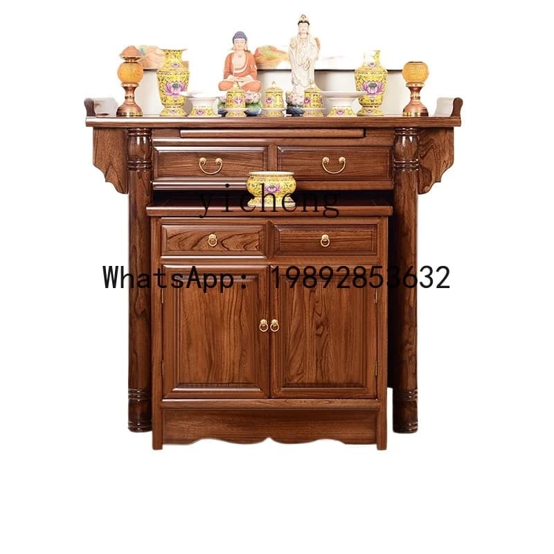 LYY  Household Guan Gong Tai Buddha Tai Incense Solid Wood Living Room Buddha Niche Cabinet Gong Tai Simple