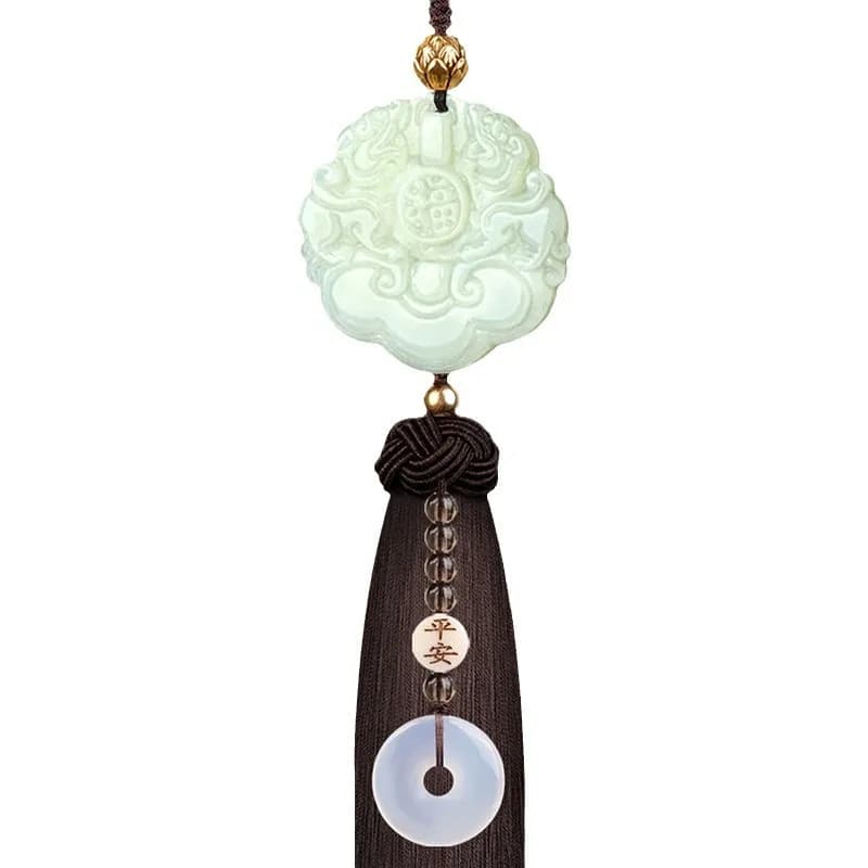 Hetian jade car pendant Ping An car pendant women's car hoist pendant men's and women's 2025 new ornaments