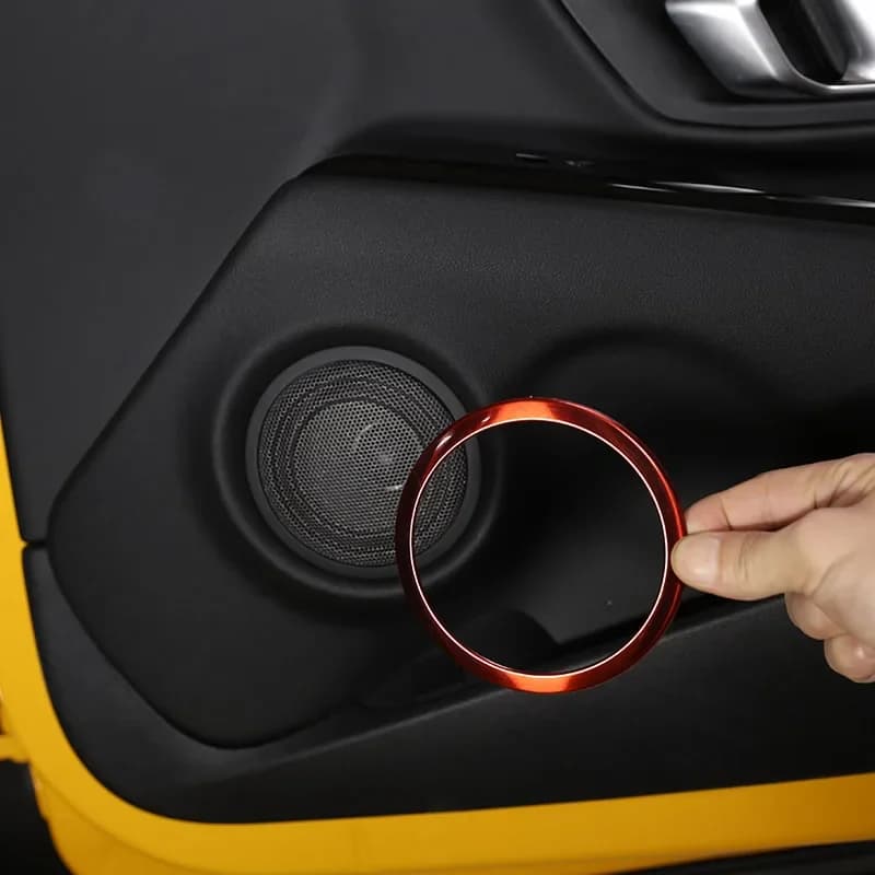stainless steel carbon fiber Red For Toyota GR Supra A90 2019-2022 Car Door Speaker Ring Trim Sticker Interior Car Accessories