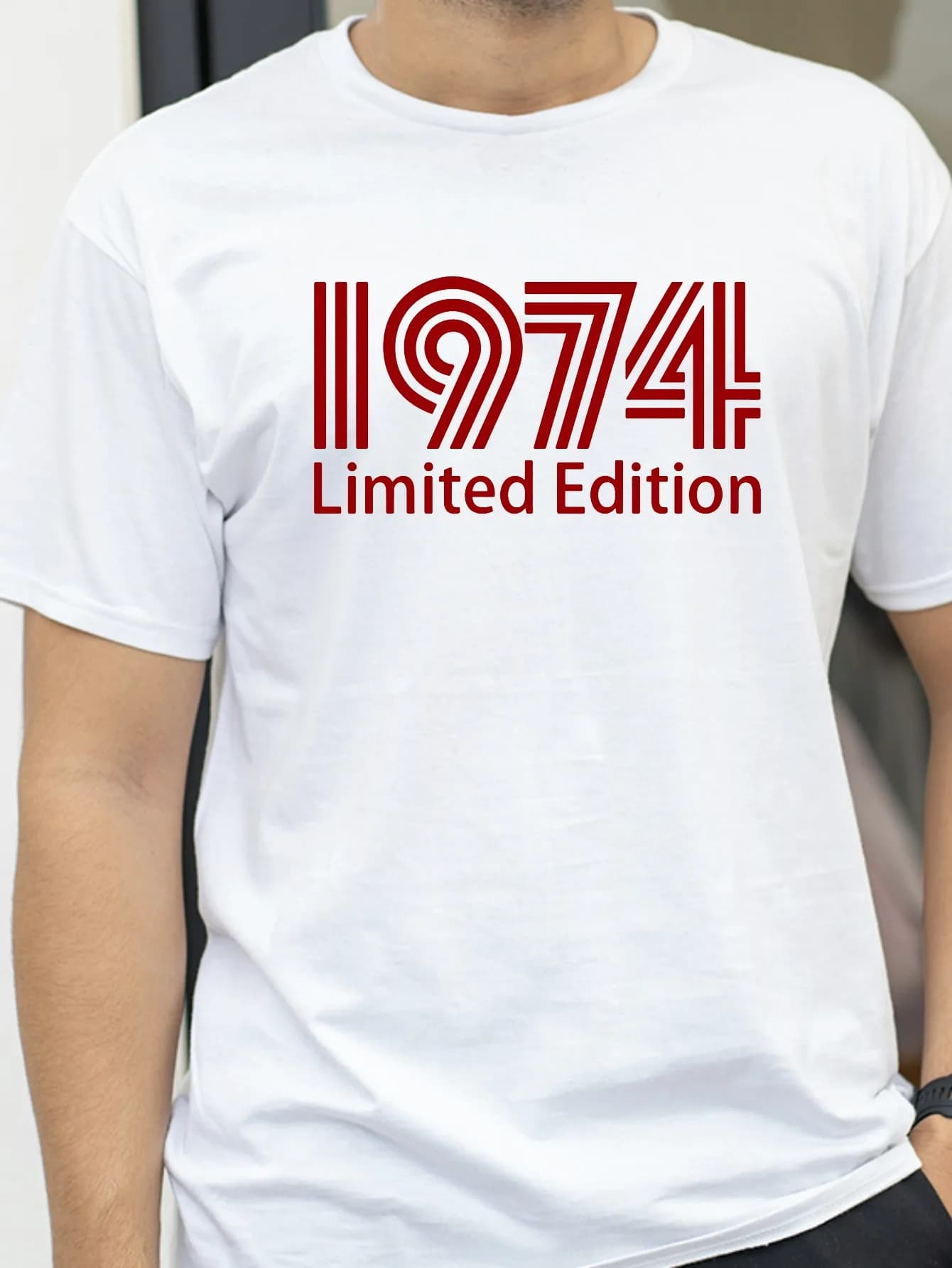 1974 Limited Edition Letter Print T-Shirt Unisex Casual Round Neck Short Sleeve Summer Vintage Breathable Tee