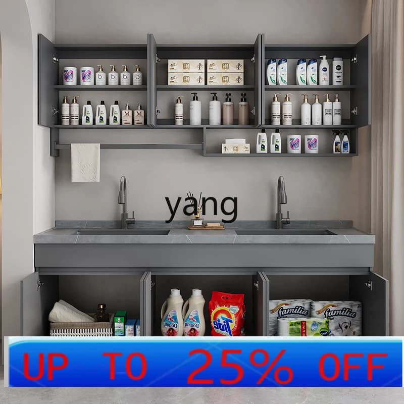 LH Honeycomb Aluminum Whole Board Balcony Cabinet Washing Cabinet Ceramic Basin Double Pool Washing Cabinet