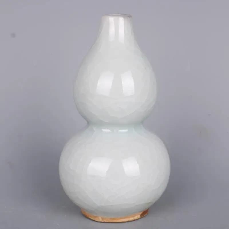 Chinese Song Crackle Porcelain Celadon Glaze Gourd Shape Vase 6.61 inch