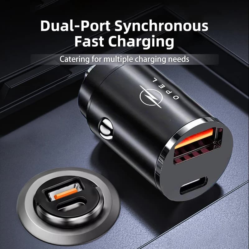 Car 30w Dual Port USB High Power Charger PD Pull Ring Fast Charging For Opel Corsa AstraMokka Grandland Vivaro Antara Ampera