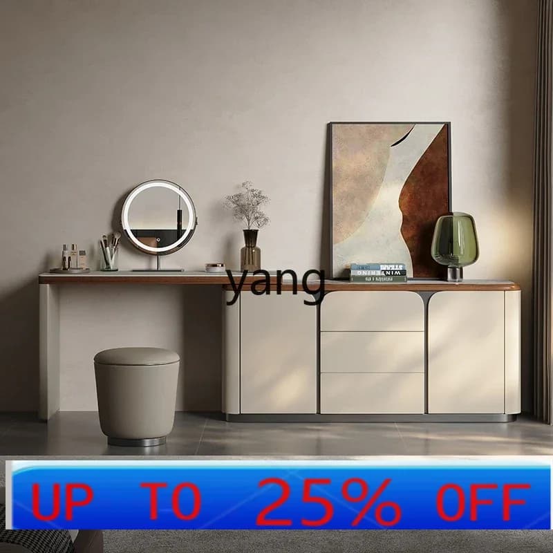 LTT side cabinet combination solid wood rock slab countertop high-end custom veneer telescopic
