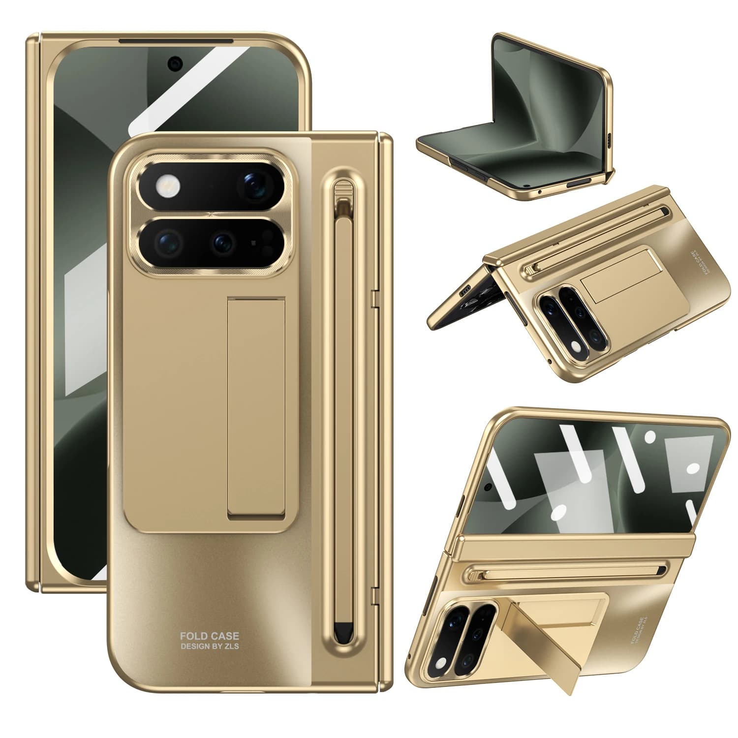 For Google Pixel 10 11 Pro Fold Phone Case Front Protection Film PC Shell Protection Hinge With Pen Holder Back Cover
