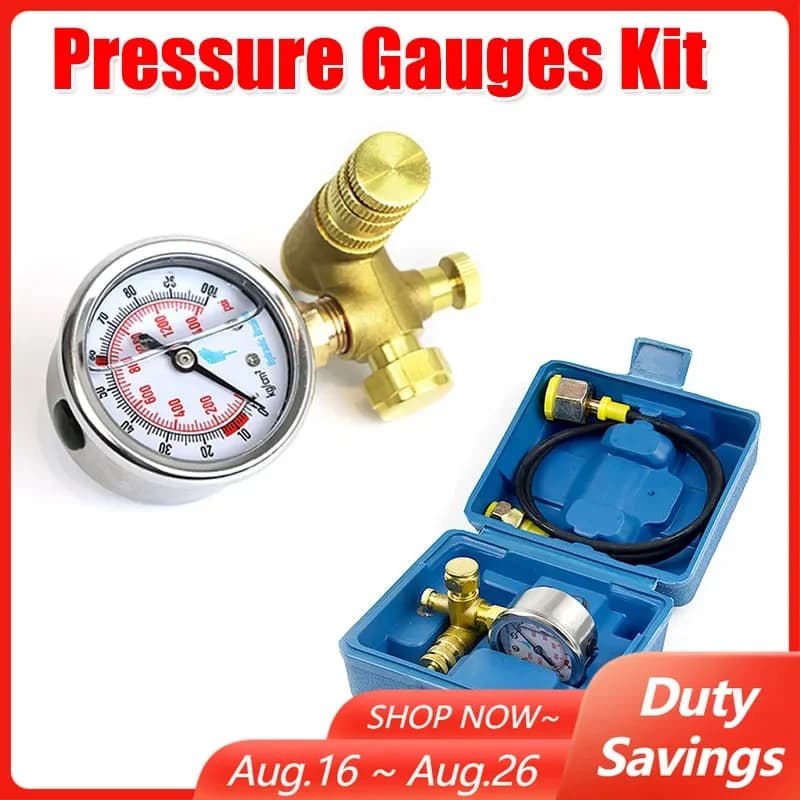 6Mpa Pressure Gauges Kit Nitrogen Gas Charging Hydraulic Breaker Hammer Device Measurement Accessories Test Gauge Tool