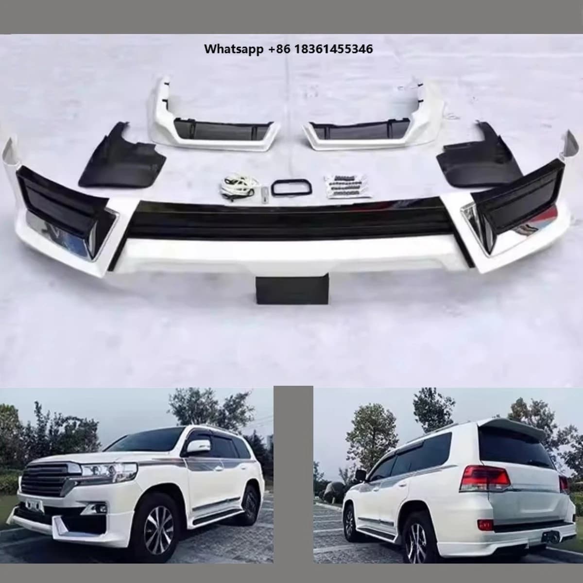 For Car Body Kit LC200 2016-2021 Modified New Style Front Shovel Rear Bumper Guard