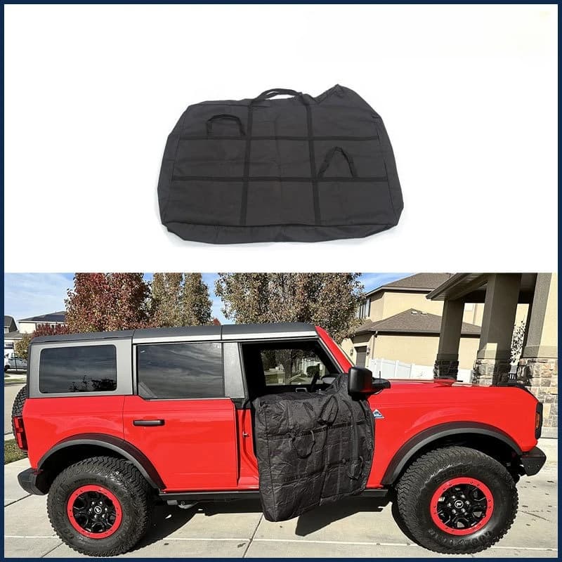 Front Door Protection Storage Bag for 2021 2022 2023 Ford Bronco, Waterproof Front Door Side Storage Pouch,Off-road Modification