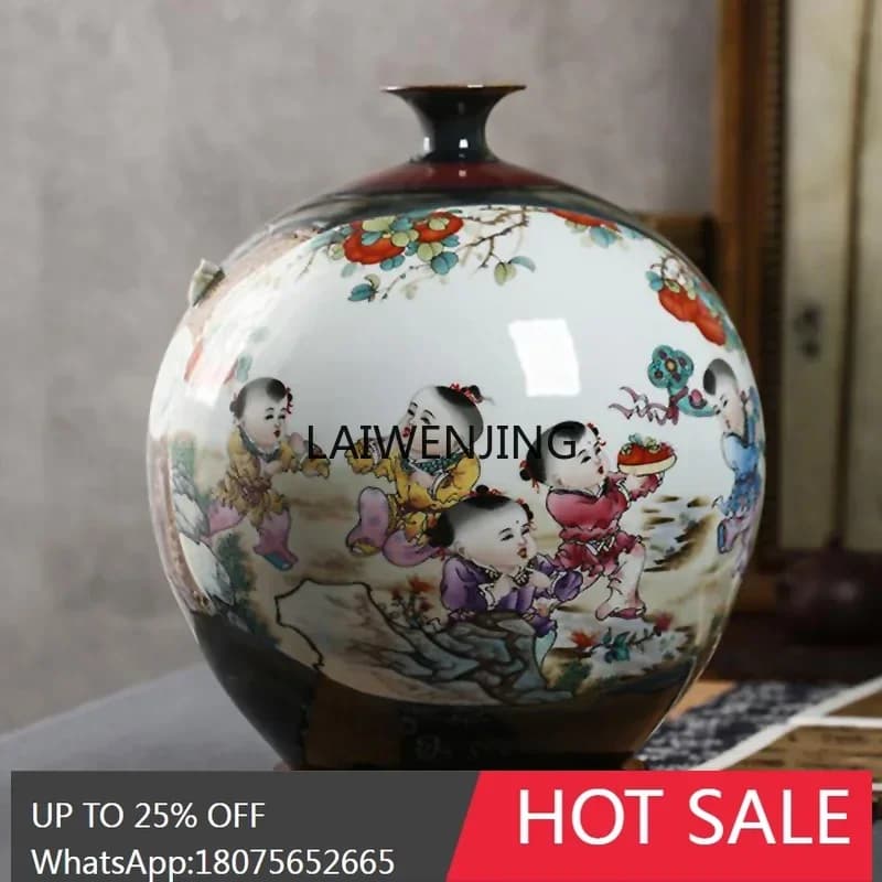 CY Jingdezhen ceramics living room Wuzi Dengke ornament antique home decoration vase